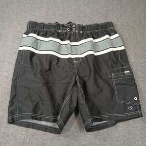 Op Men's Black Size Large Swim 100%‎ Polyester Beach Shorts